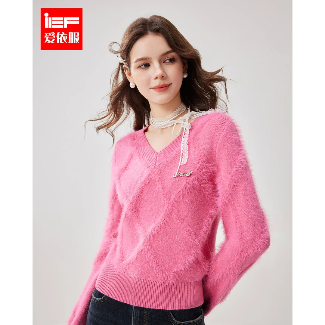 IEF/爱依服2025年冬春季加厚保暖显白时尚温柔风毛织上衣~