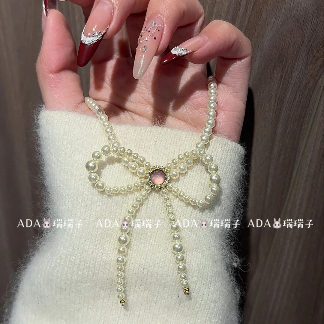 铜合金仿珍珠项链 482 施家珠珠蝴蝶结项链