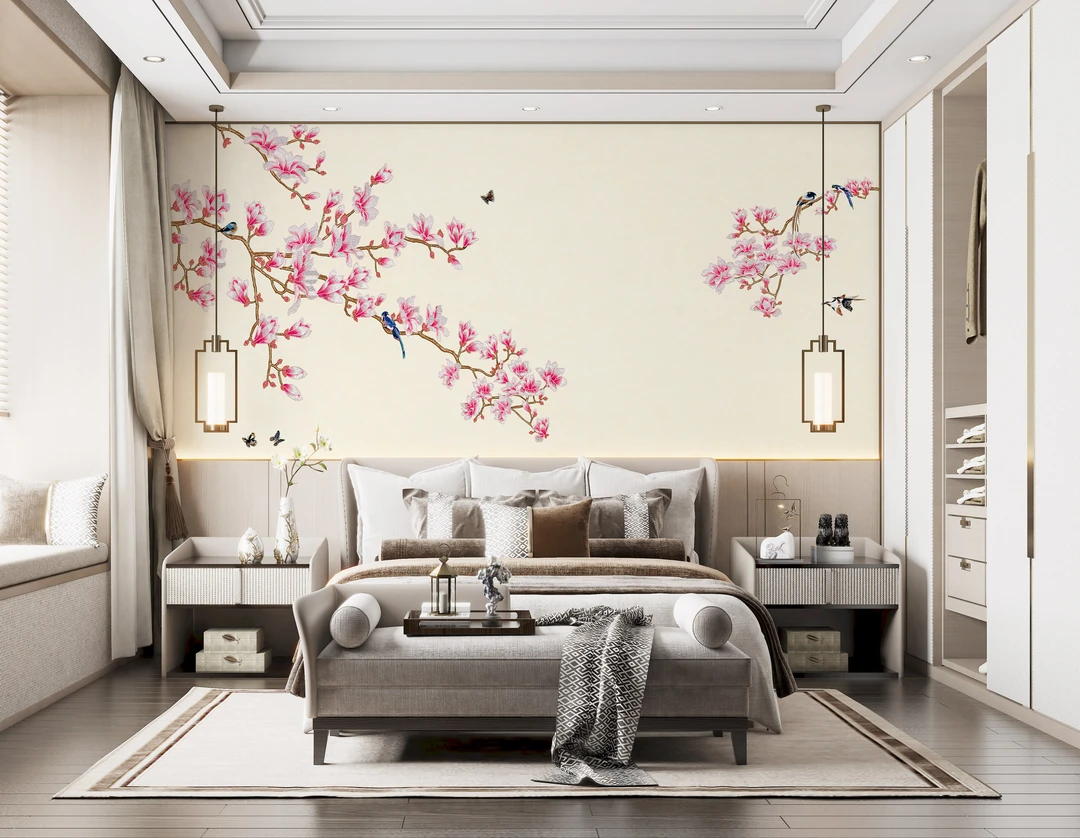 拾绣坊独绣刺绣背景-雅诗兰香电视背景床头背景墙高端墙布加厚