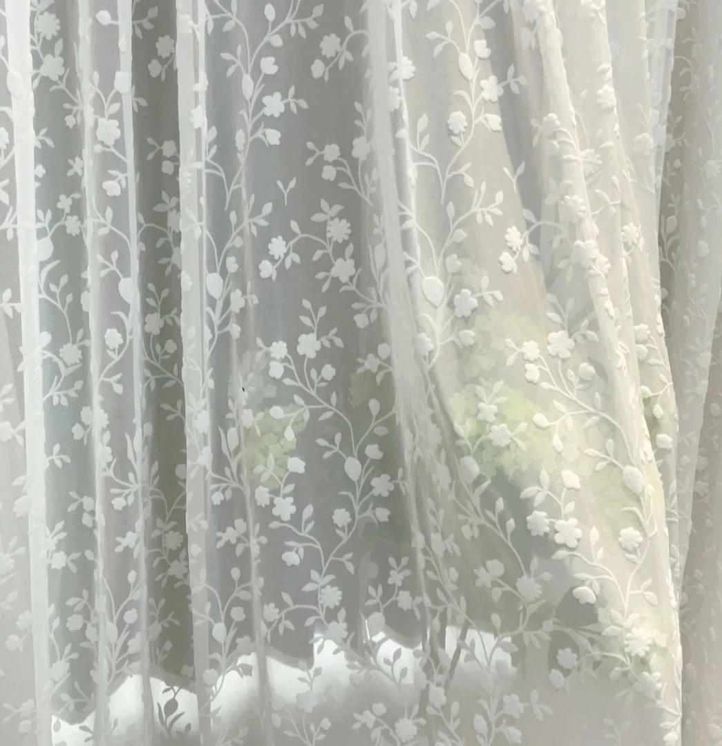 浮雕植绒工艺成品窗纱