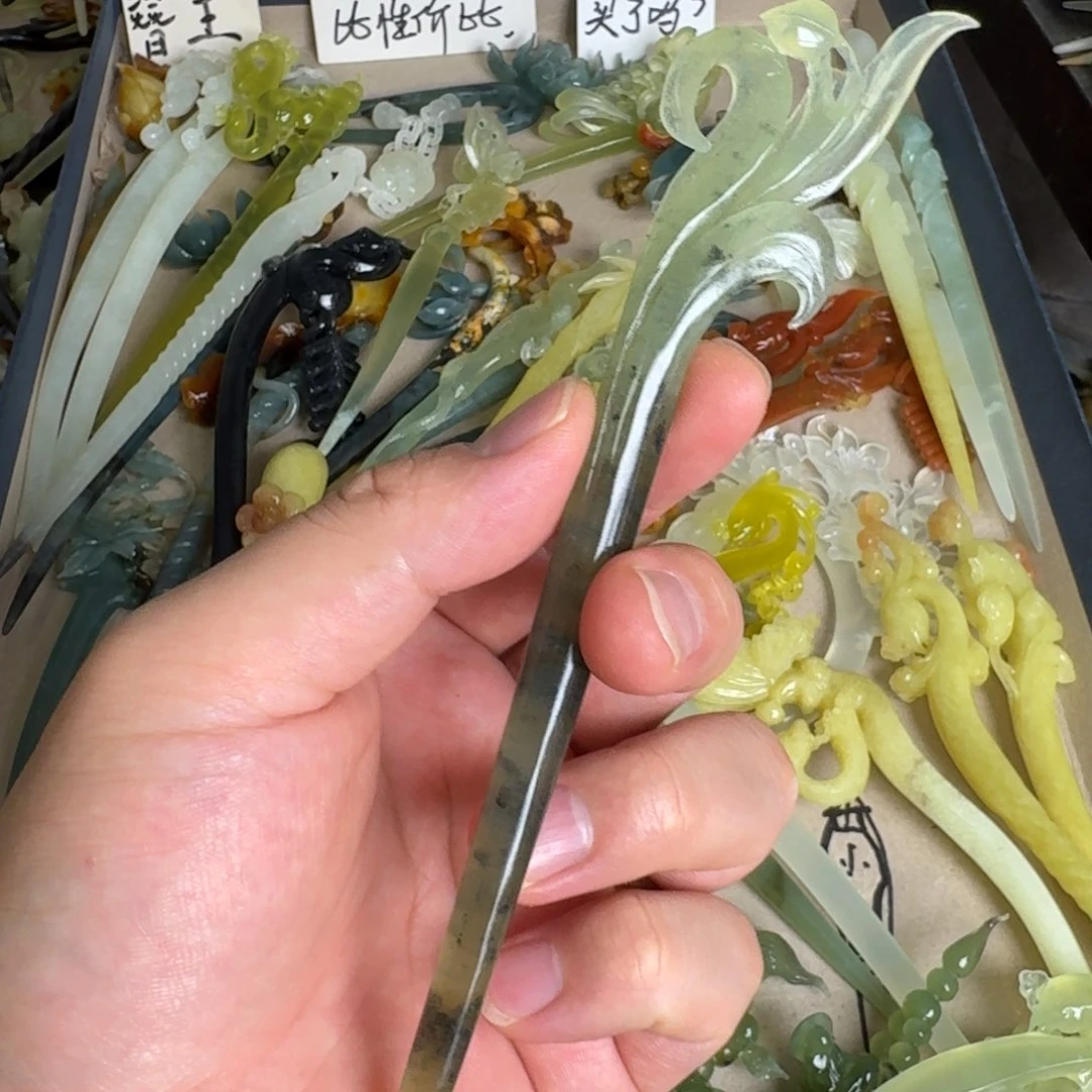 岫玉发饰未镶嵌文***清