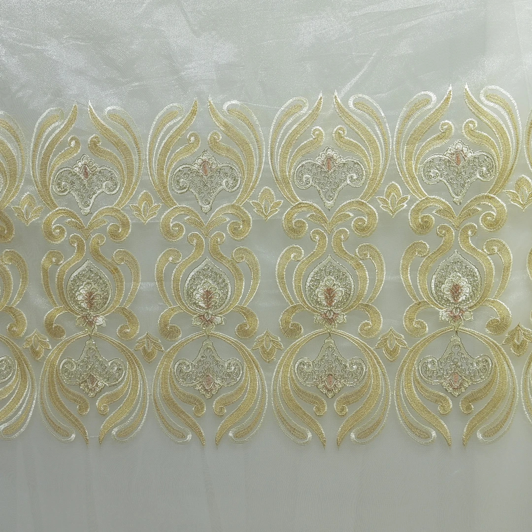 00052 挂钩款成品客厅刺绣轻奢阳光纱帘幅宽6米高2.7米免费对开