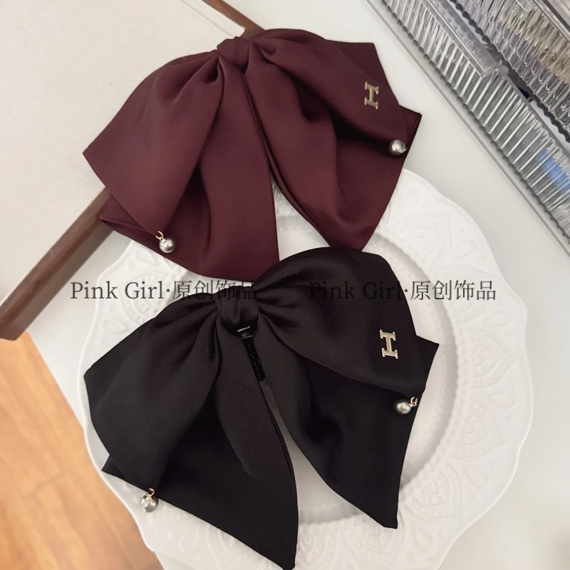 Pink Girl Z160抓夹女高级缎带发夹饰品优雅法式夹子百搭简约