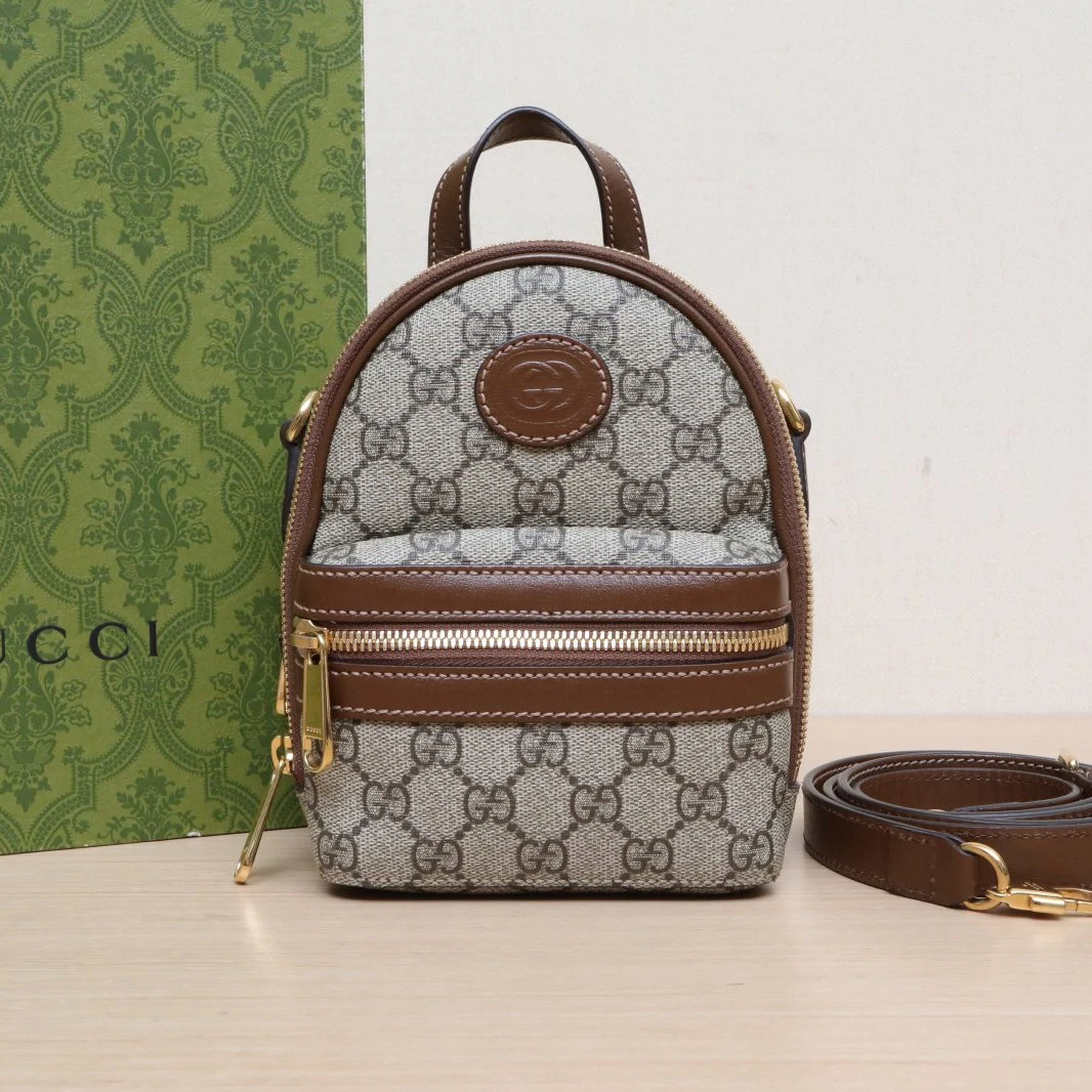 99新 GUCCI/古驰 【娇】乌木色 小书包 斜挎包 P225378041