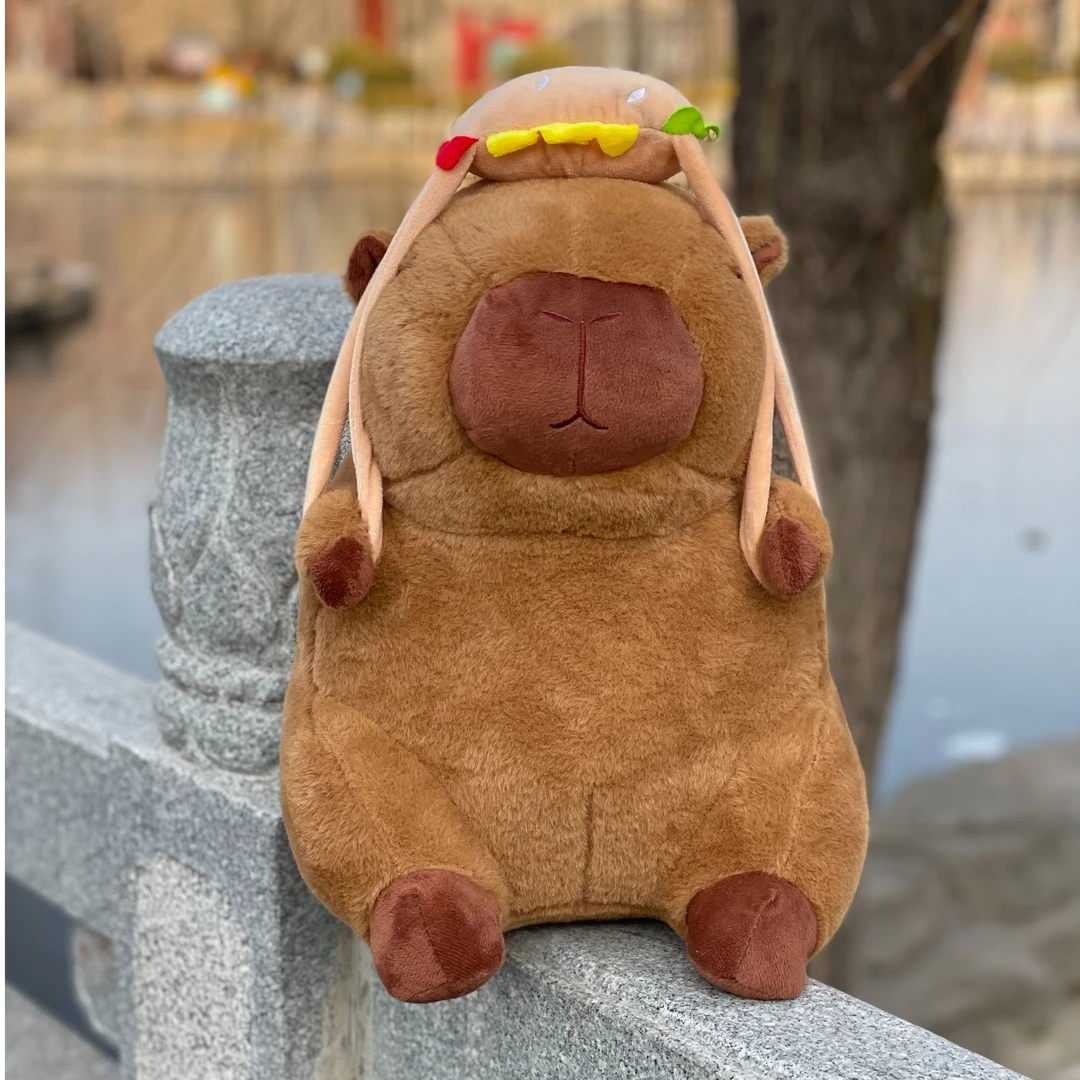 38cm卡皮巴拉汉堡玩偶抱枕破损联系男装客服(手工测量误差2-3cm)