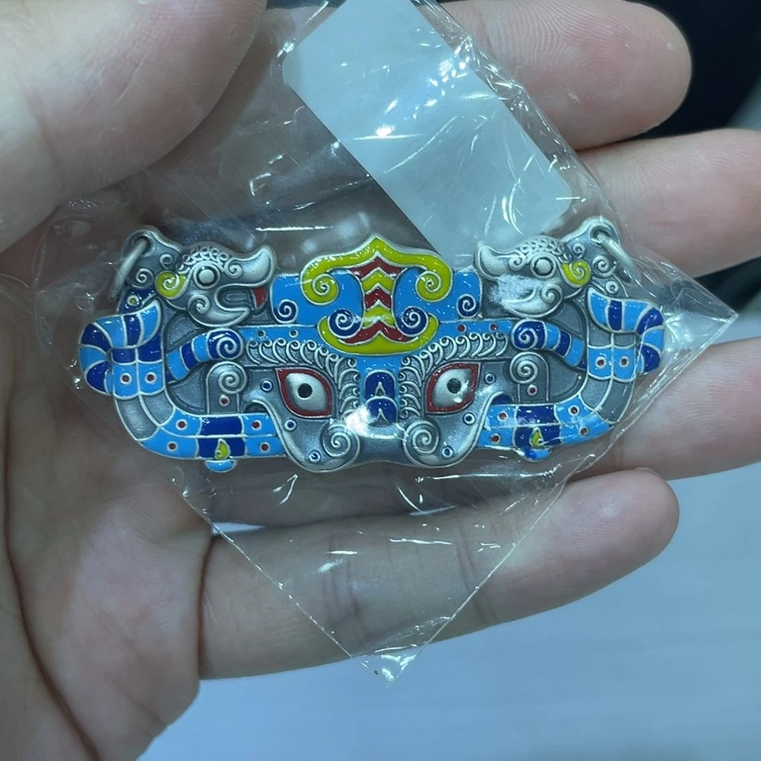 吊坠足银珐琅复古锁包