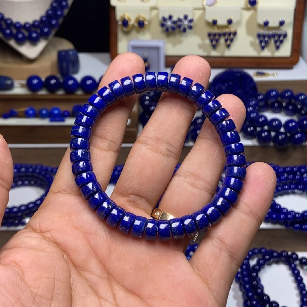 青金石未镶嵌福利 老矿 精工 药片 手串8+