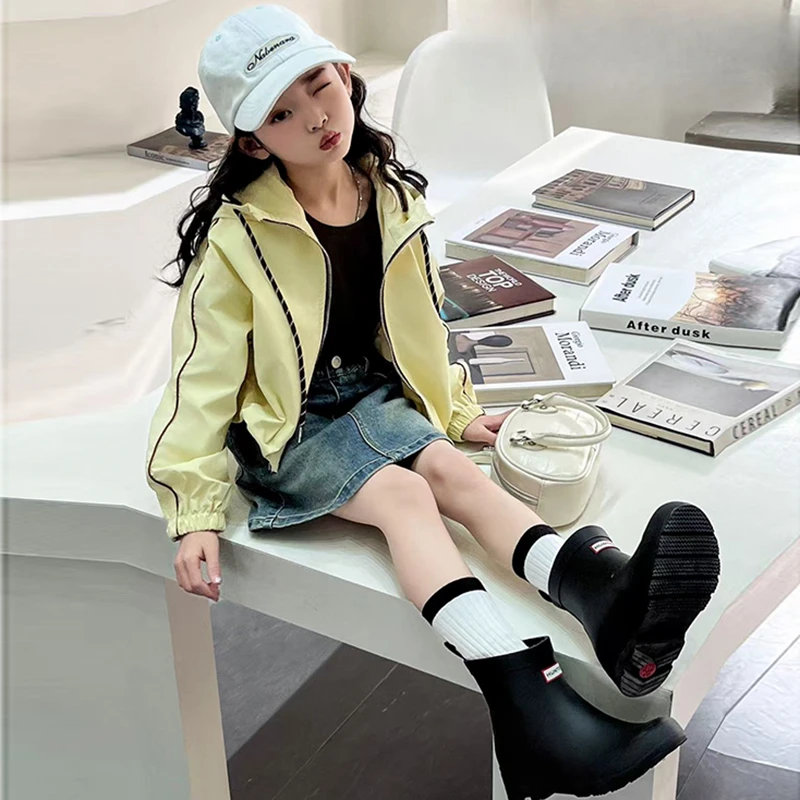 早春新款女童外套中大童童装休闲宽松时尚外穿外套zb5380简约童品