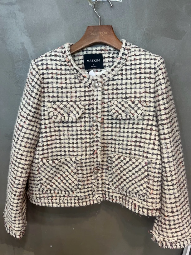 麦寻WASZQ019冬千鸟格粗花短外套