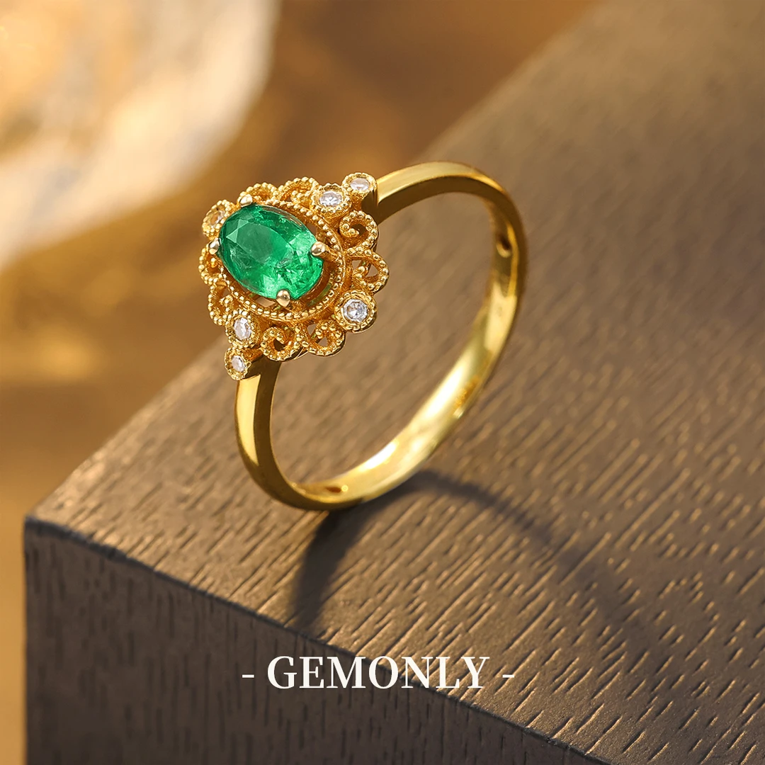 GEMONLY｜18K金天然祖母绿戒指0.4ct