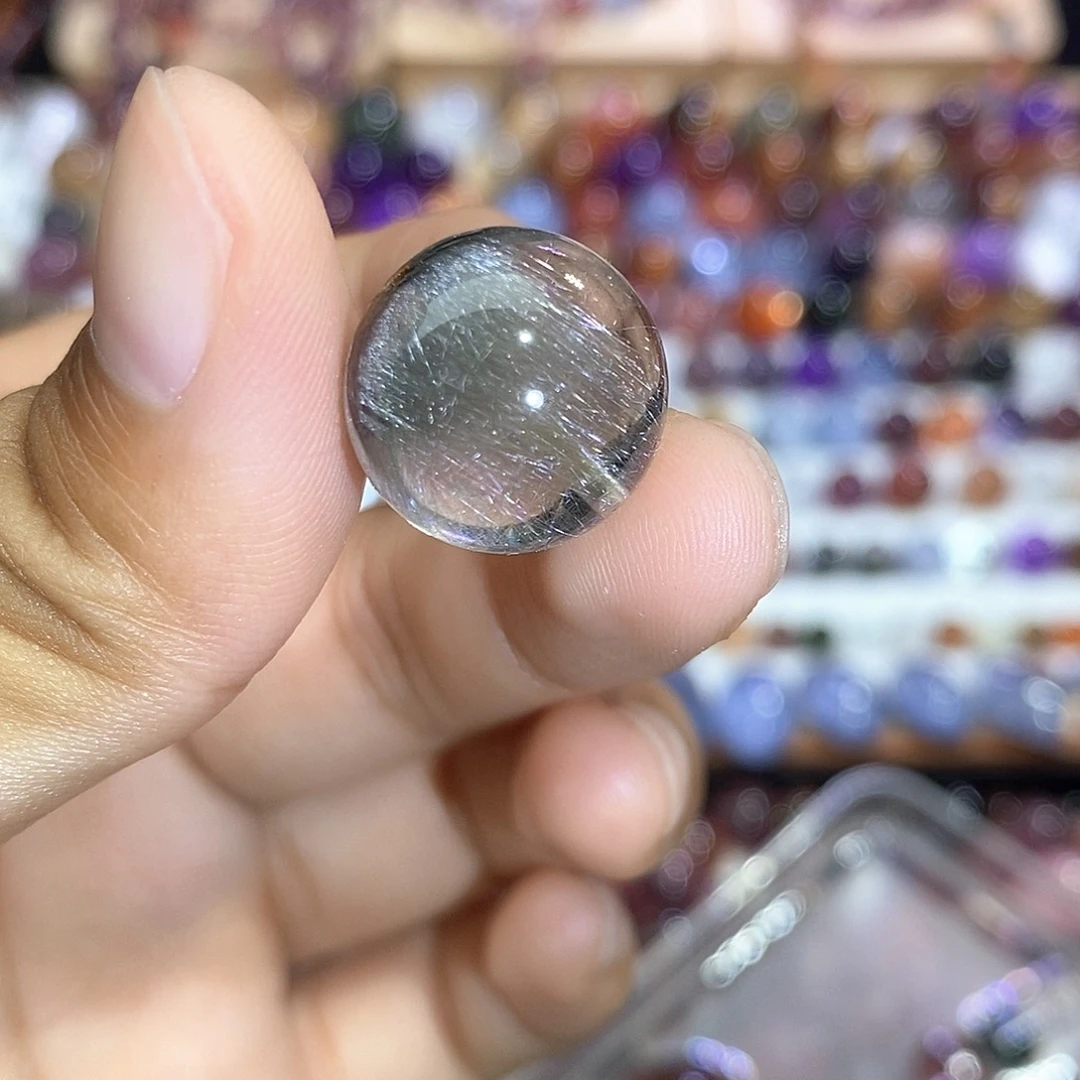 水晶珠宝半成品未镶嵌举***?黑银钛单珠