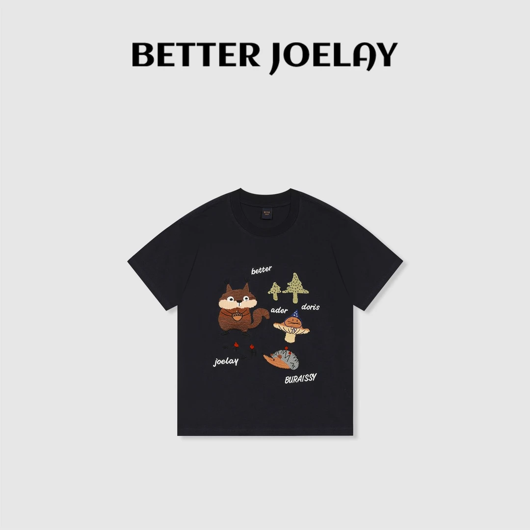 BETTER JOELAY -中版【精致小松鼠】时尚可爱百搭宽松短袖T恤KH1965