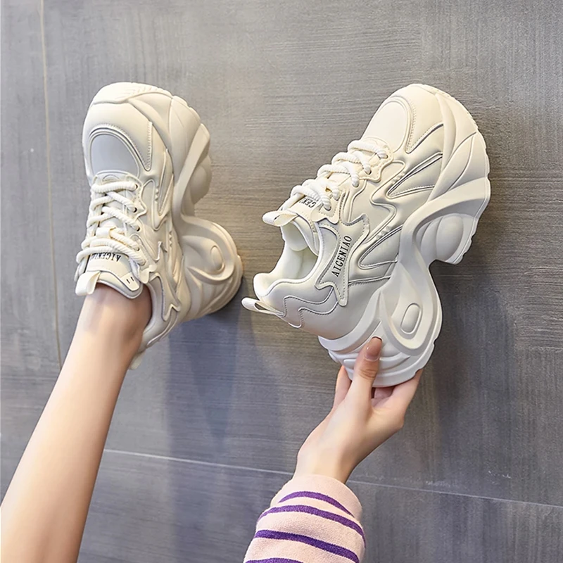 【增高10cm】老爹鞋女2025春夏季新款小个子休闲鞋百搭松糕厚底6418