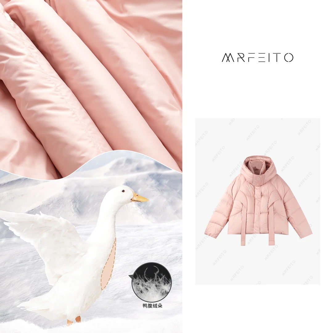 【冬意梦语】保暖舒适纯色休闲连帽羽绒服H106YR01D30367