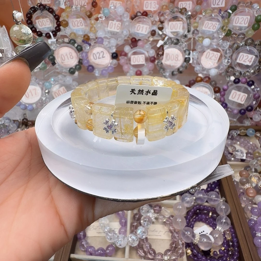 烟晶银S925镶嵌手链