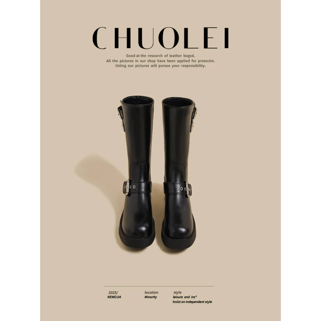 【DR官方正品】洋气靴子！2025秋冬季新款厚底马丁靴女黑色加绒炸街