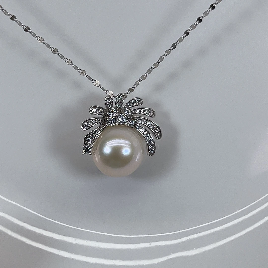 淡水珍珠银S925镶嵌颈饰