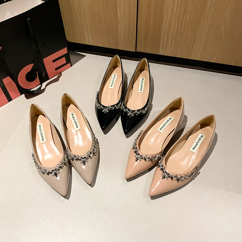 内增高气质网红尖头低跟法式单鞋浅口水钻夏季浅口鞋女女鞋A11-4