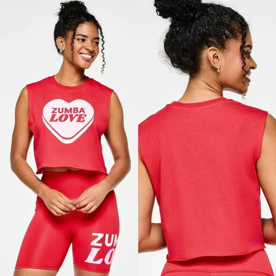 尊巴2025红色情人节系列520运动套装ZUMBA女款健身服装紧身裤背心