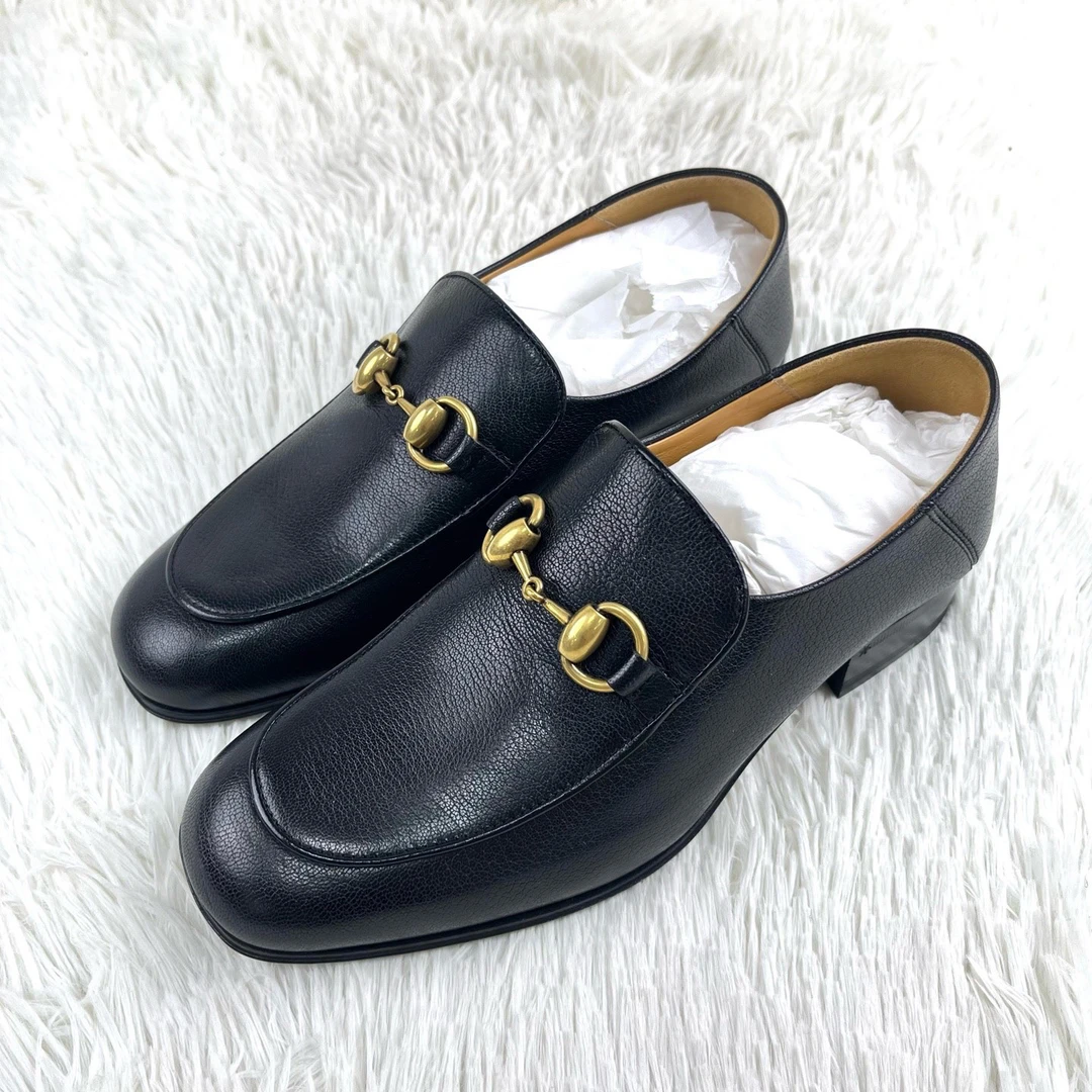 未使用 GUCCI/古驰 Horsebit踩跟马衔扣黑色乐福鞋35码原盒