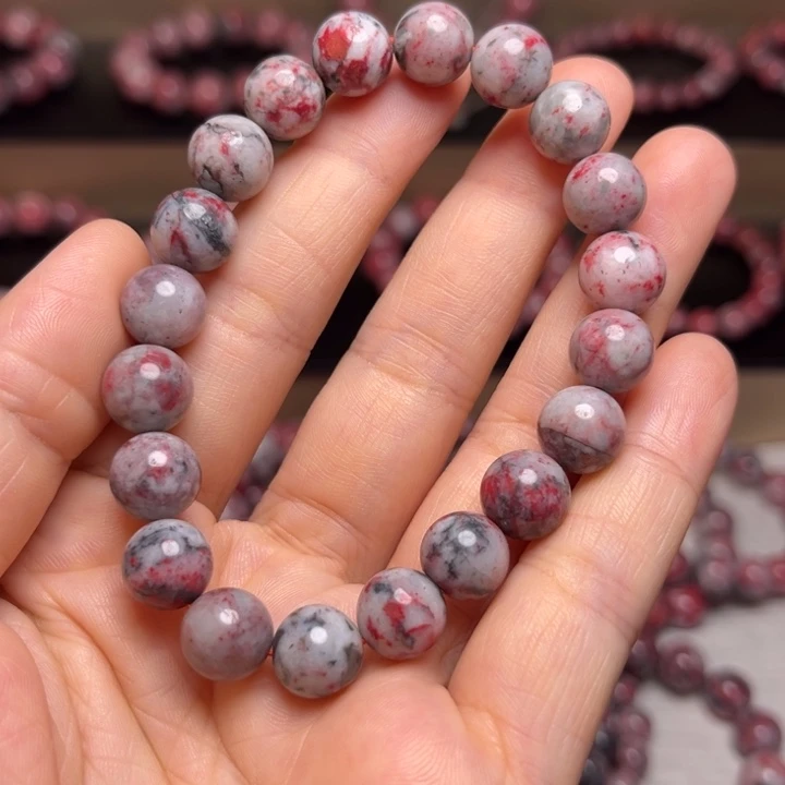 天然辰砂原石卡10手串