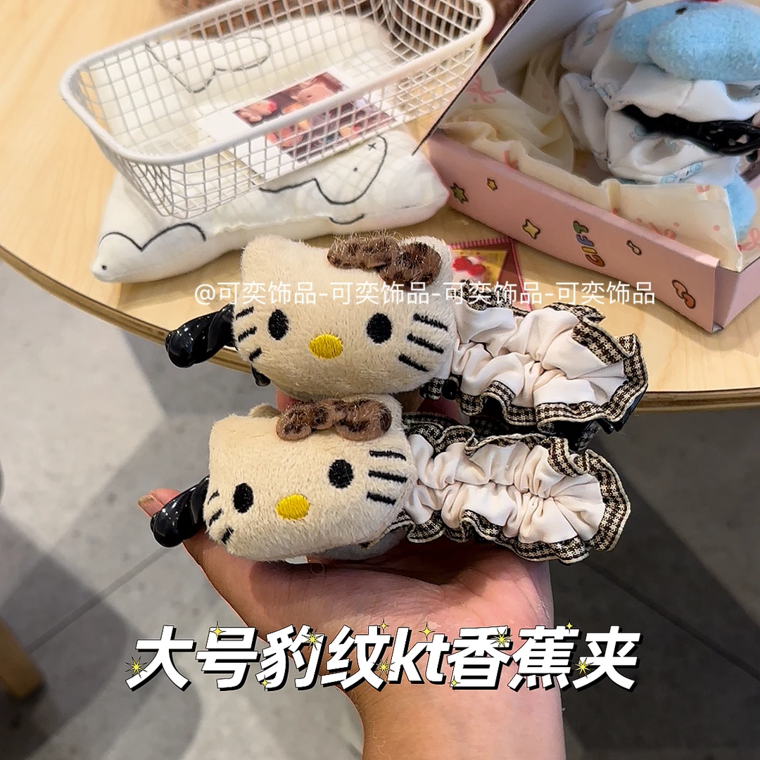 卡通风豹纹kt风女香蕉夹简约风发夹简约头饰发卡甜美高马尾神器