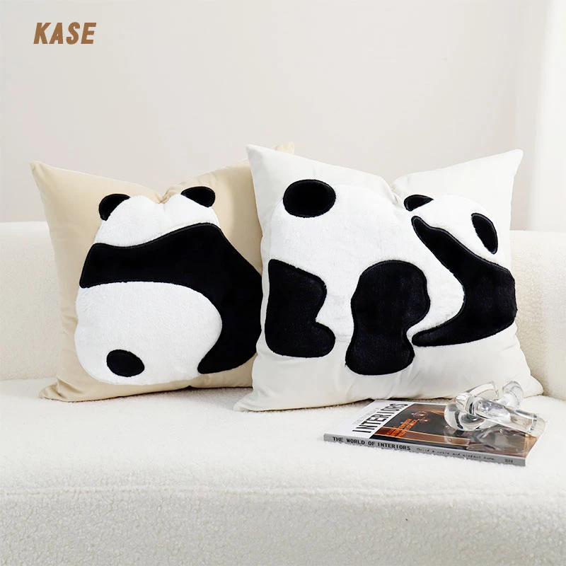 大熊猫法式抱枕米色可爱时尚网红卧室简约客厅沙发轻奢毛绒车载