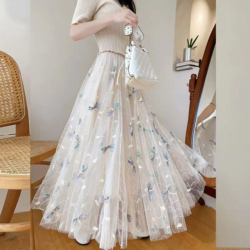 裙子（C01-C50）甜美清新蓬蓬显瘦高腰夏季网纱裙