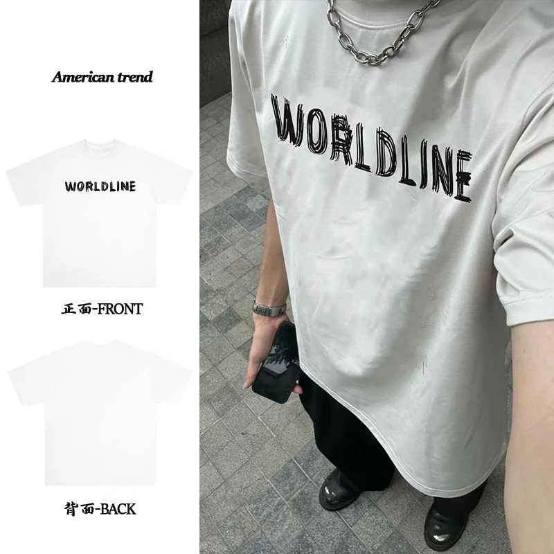 美式高街潮流字母印花纯棉重磅短袖上衣宽松休闲百搭小众设计T恤