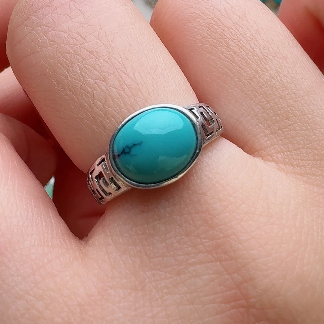 绿松石银S925镶嵌戒指