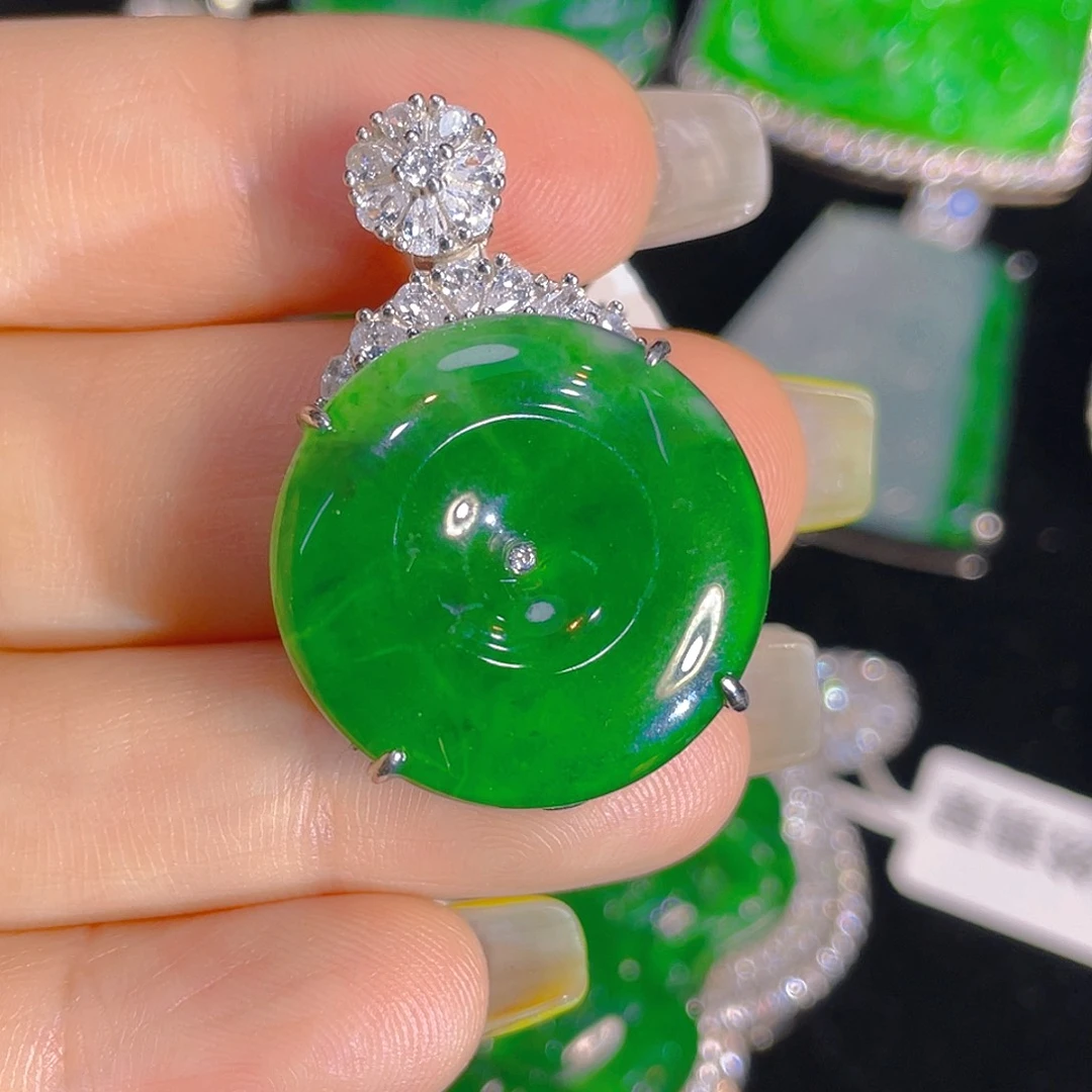 翡翠银S925镶嵌颈饰天然