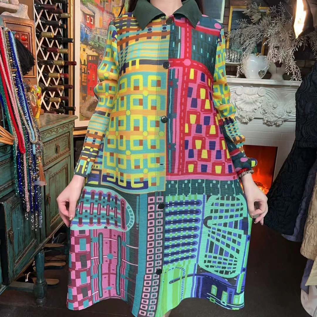 【清仓】欧洲站2025春夏褶皱洋气质高档端时尚百搭印花连衣裙SD4