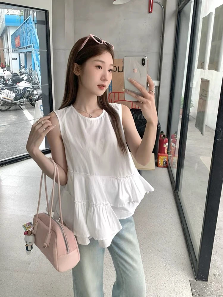 【700-800按编号拍】夏季新款无袖衬衣背心法式高级感背心上衣女