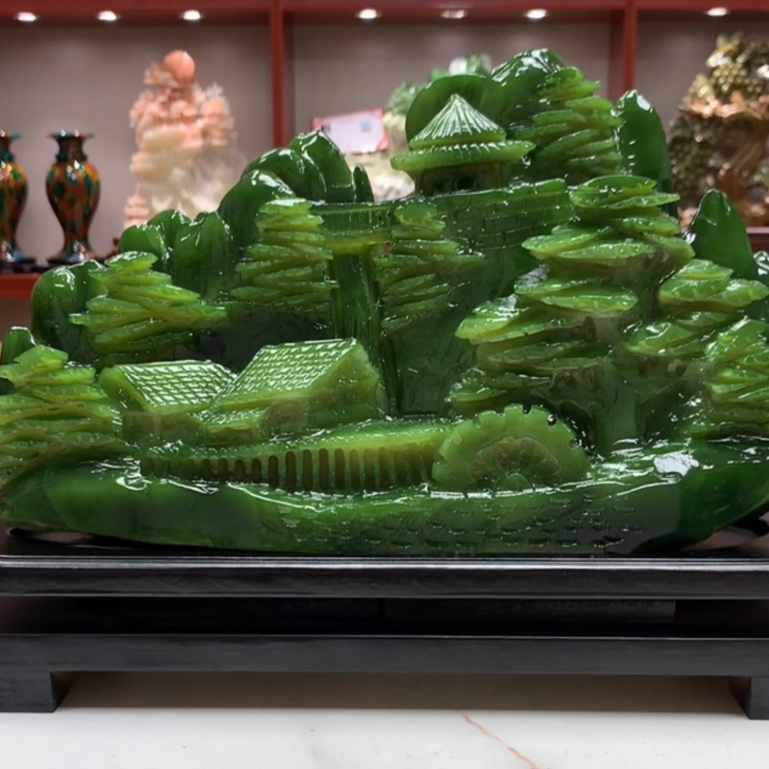 81567家居装饰摆件中式雕刻书房纪念花鸟电视柜玄关创意山水白菜