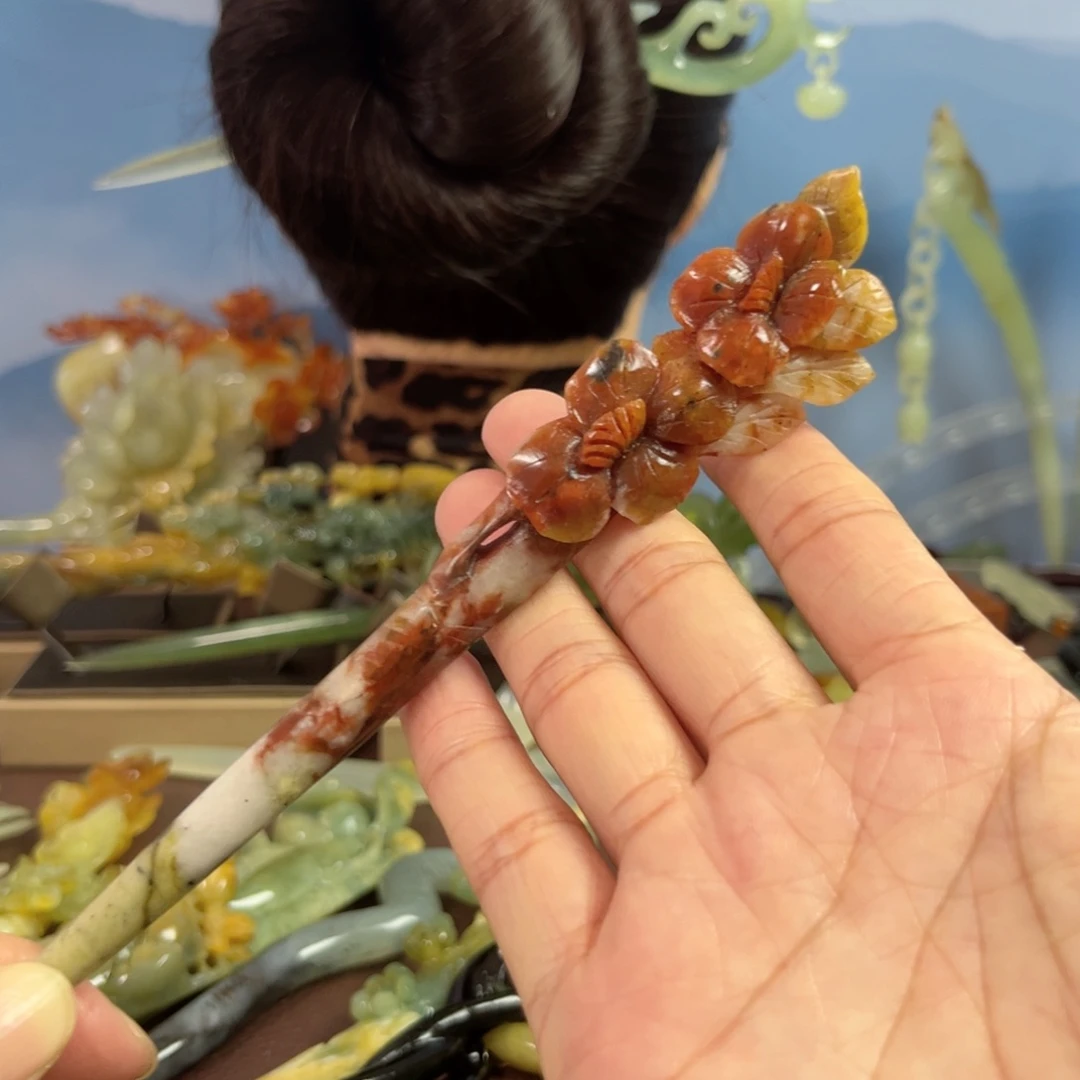 蛇纹石玉发饰合金