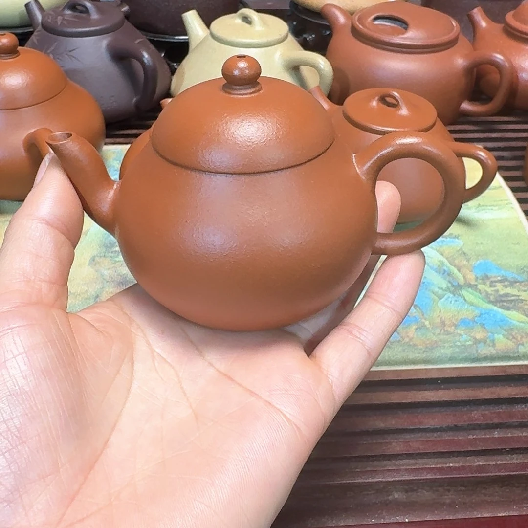 紫砂茶壶朱泥半手工130毫升