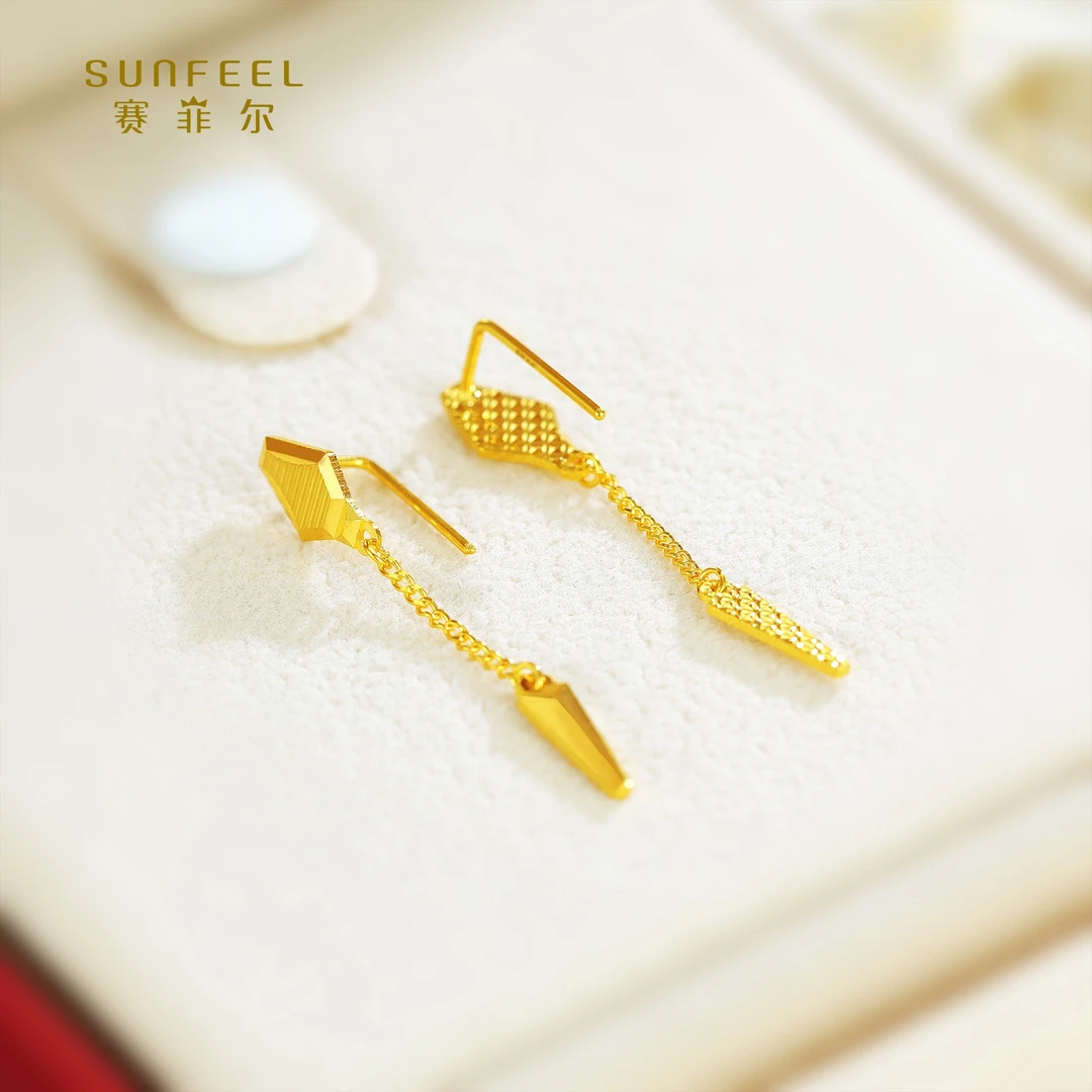 SUNFEEL/赛菲尔【十店】足金5G时尚艺术灵蛇耳钉吊5GE00675