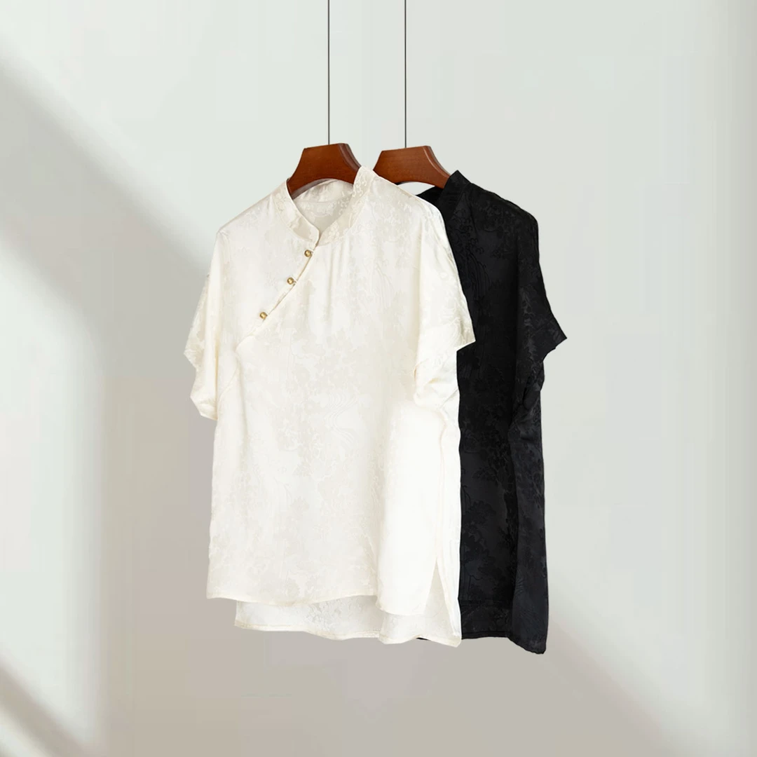 [云丝]中式新款国风圆领衬衣2004