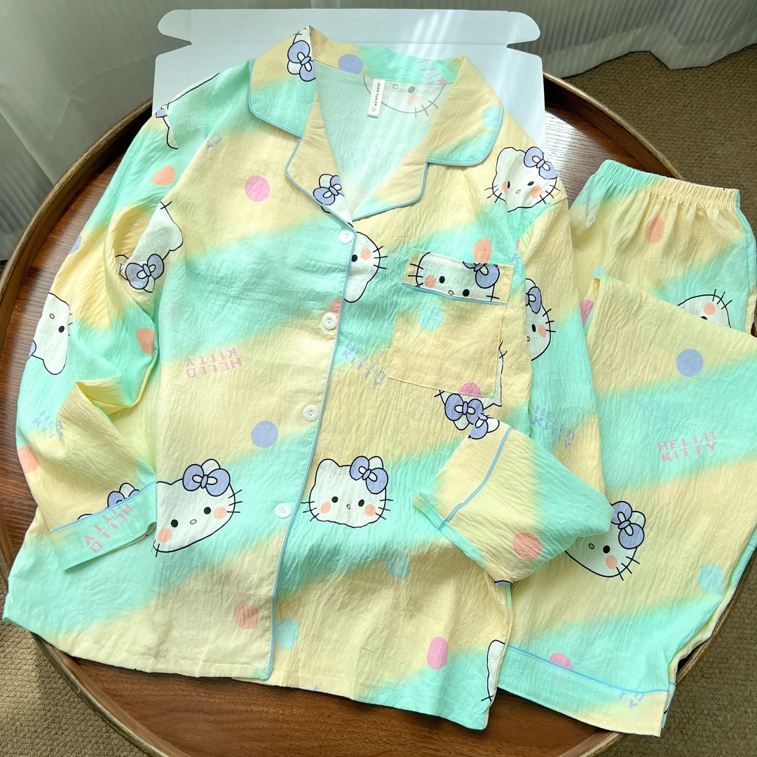 云朵棉两件套日系睡衣女春秋季ins风长袖学生卡通可爱甜美家居服