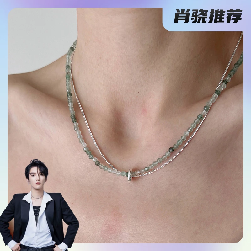 muyang/慕阳 链子925银仿水晶 青莹项链气质时尚时尚百搭小众