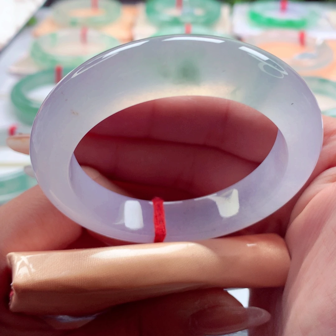 翡翠未镶嵌手镯师妹51高冰紫钢条至纯至净
