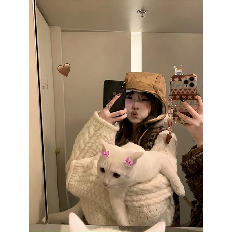 DYANGJUN 【毛衣】慵懒感毛衣女秋冬卷边设计厚毛衫