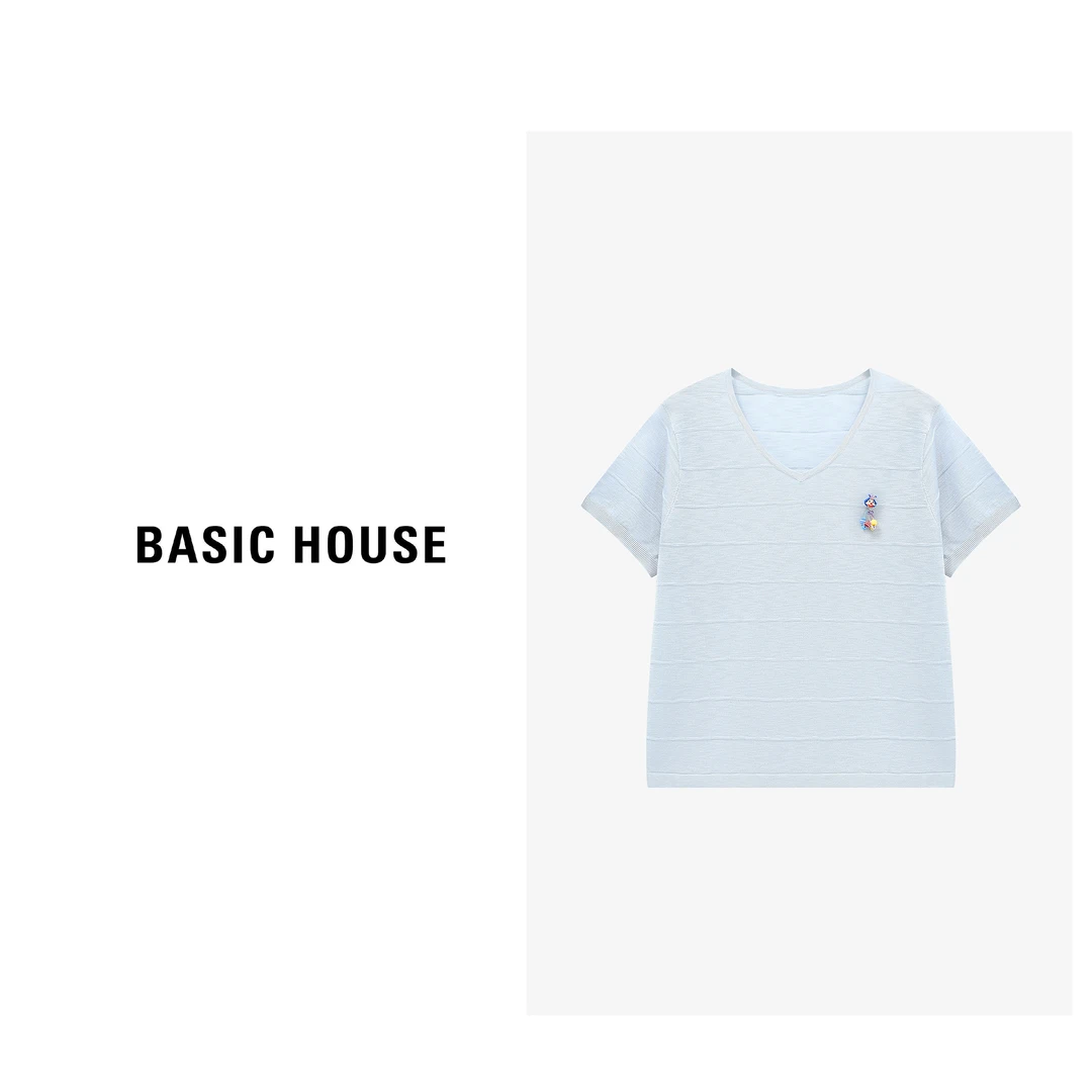 Basic House/百家好运动时尚休闲百搭夏季针织衫-B0625B5AQG2
