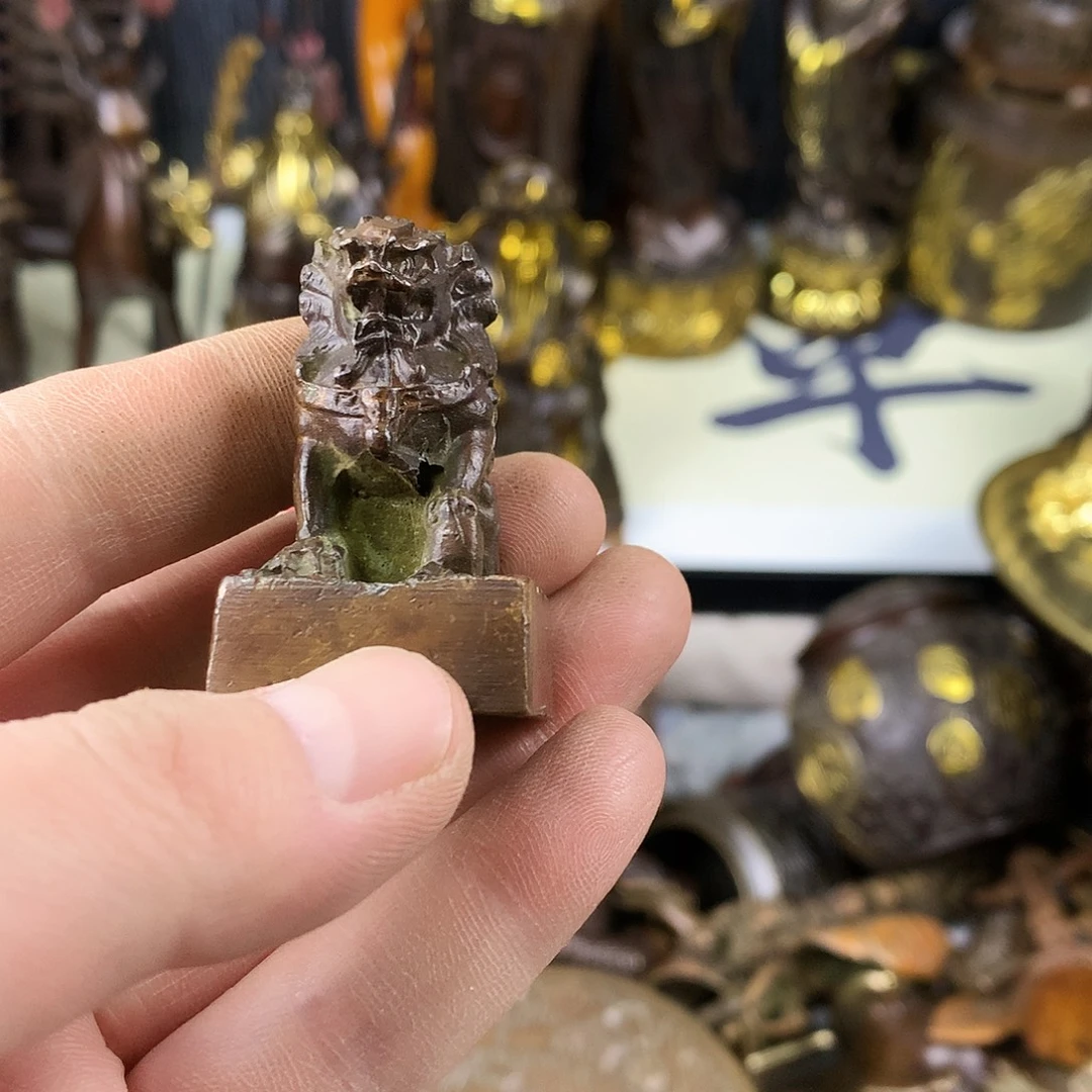 铜直播间推荐古品一对狮子