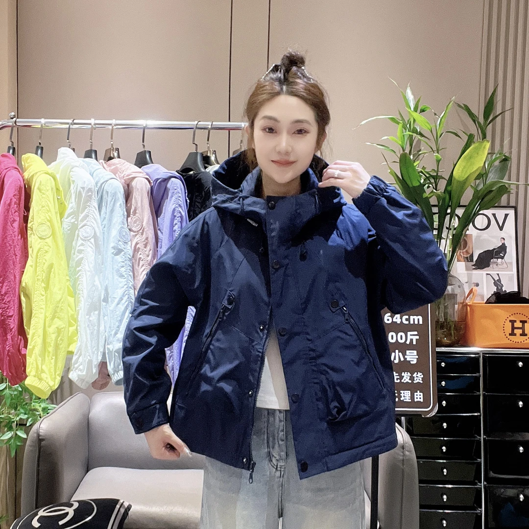 反季宠粉-薄棉春秋新款女短款大兜连帽冲锋衣小个子休闲外套2393