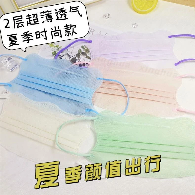 波浪形口罩v型显脸小蝶形高颜值马卡龙莫兰迪色二层超拨款护眼角