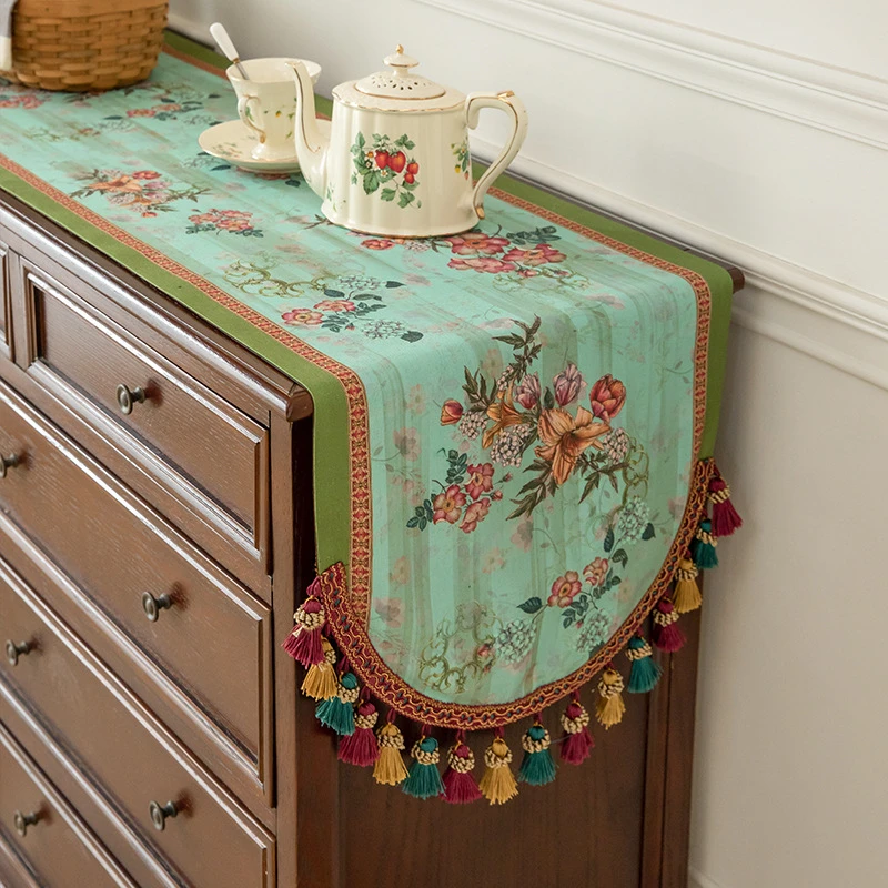 复古桌旗美式轻奢电视柜桌垫餐桌斗柜柜旗茶几布盖布高级长条桌布