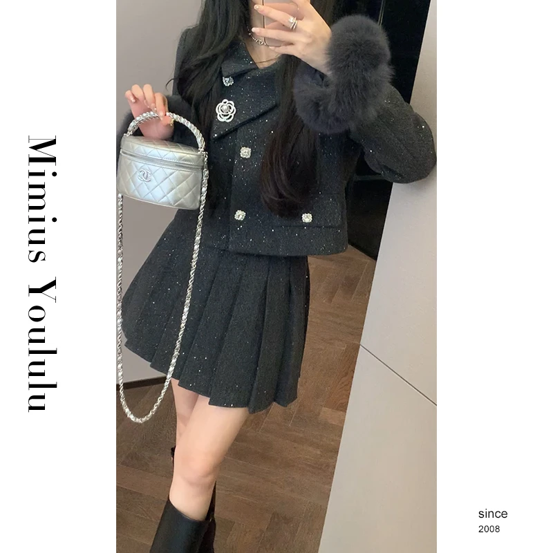 【mimius】喵喵 优雅千金风细闪外套+裙裤（含胸针）汉服 F12179