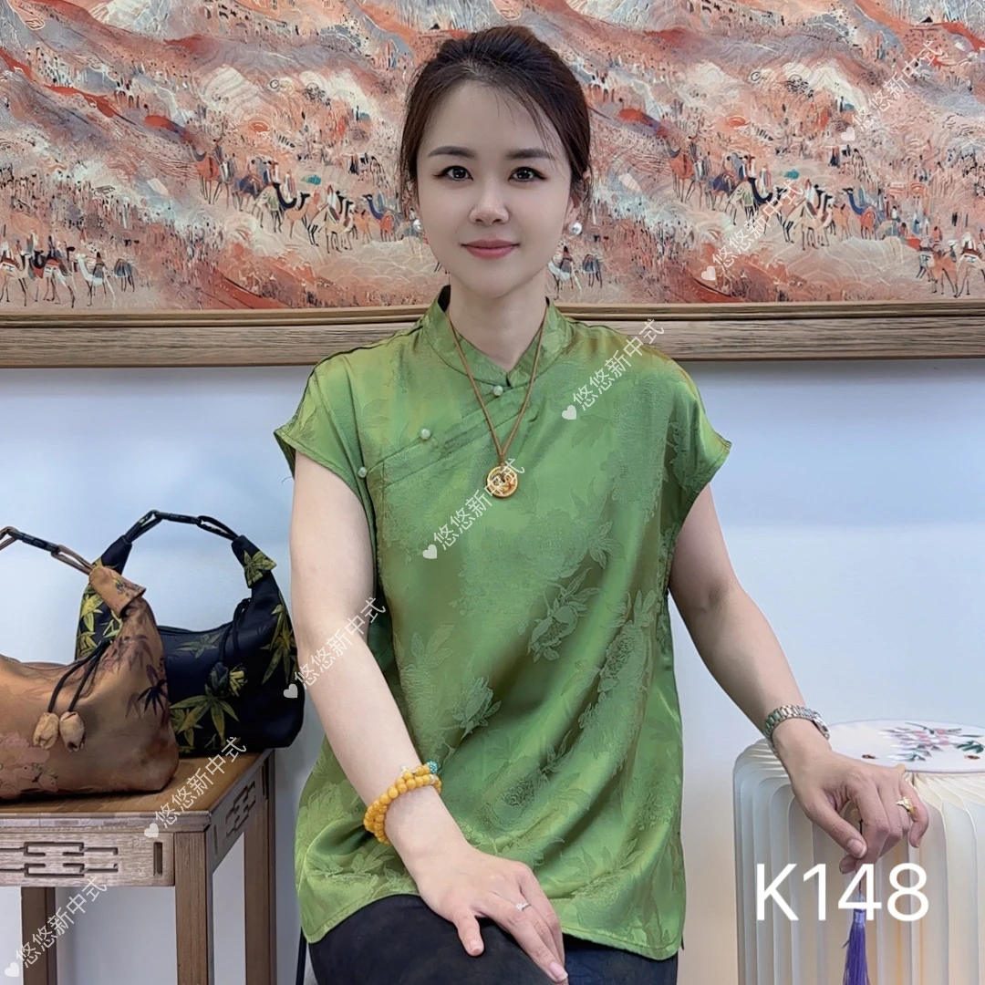【悠悠】新中式国风提花短袖小衫（K148）