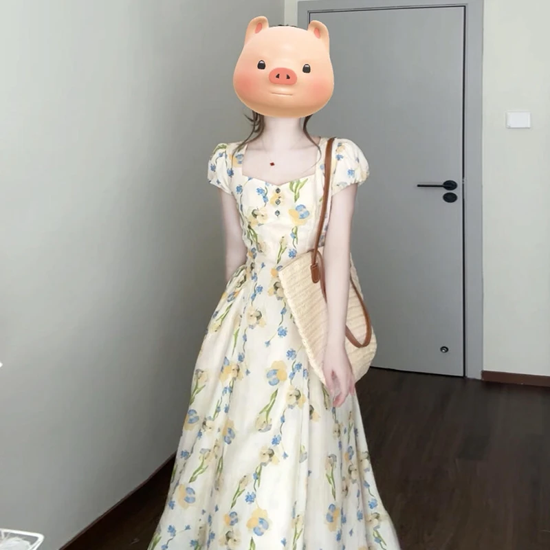 2836法式碎花连衣裙子女装夏季2025新款今年流行爆款海边度假长裙